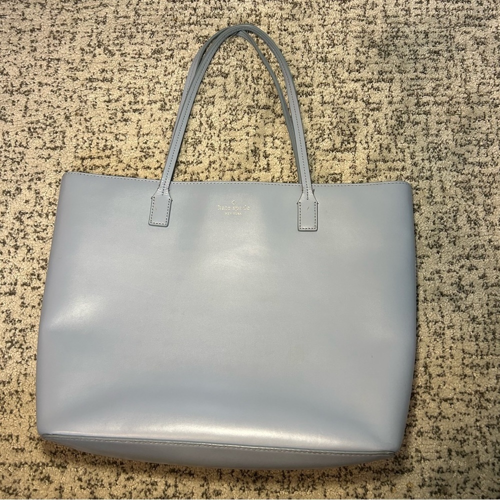 Kate Spade Powder Blue Janie Medium Size Zip-Up 100% Cow Leather Tote Bag